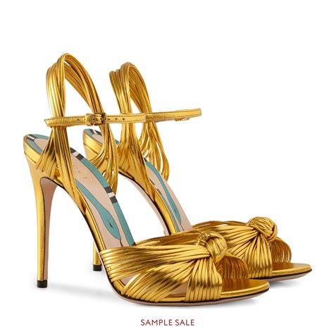 gucci gold sandals heels